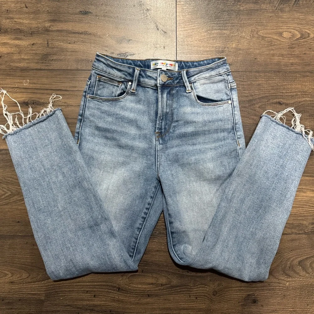 Risen x Freckled Poppy Straight Leg Distressed Cropped Jeans - Picture 2 of 5